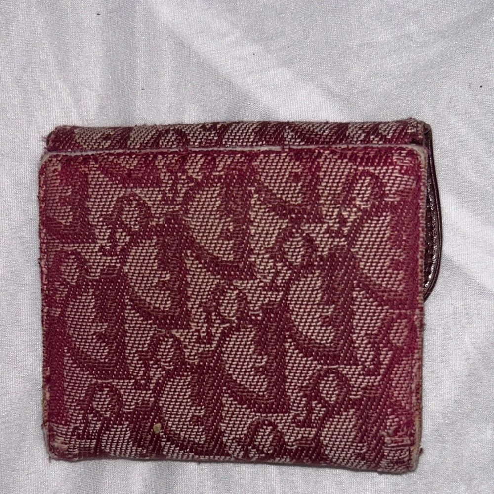 VINTAGE Christian Dior Burgundy Oblique Trotter Saddle Compact Wallet - Picture 2 of 7